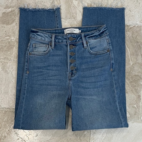 Hidden Multiple Button High-Rise Cropped Straight Tracey Jean (Size 25) - Picture 2 of 7